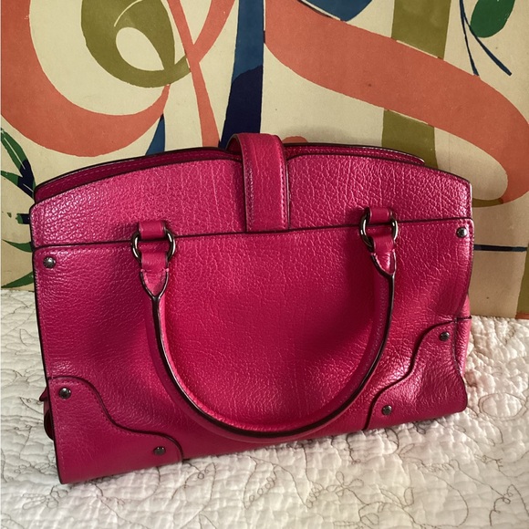 Coach Pink Willow Floral Mercer Satchel Leather w/ Crossbody - Picture 4 of 15